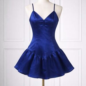 💙 Vintage Victoria’s Secret Cobalt Satin Slip Dress ✨ Bow Back Y2K
